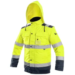Zimná reflexná bunda CXS Luton 2v1 - veľkosť: 3XL, farba: žltá/navy