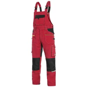 Canis (CXS) Montérkové nohavice s náprsenkou CXS STRETCH - Červená / čierna | 46