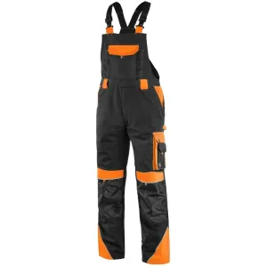 Canis (CXS) Pracovné nohavice s náprsenkou SIRIUS BRIGHTON - Čierna / oranžová | 54