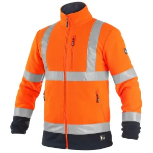 Reflexná fleecová bunda CXS Preston - veľkosť: M, farba: oranžová/navy