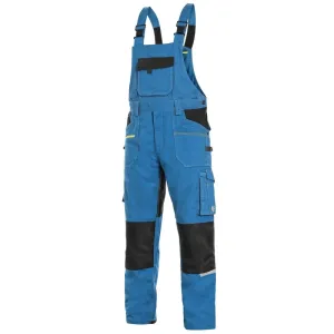 Canis (CXS) Montérkové nohavice s náprsenkou CXS STRETCH skrátené - Stredne modrá / čierna | 44