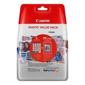 Canon originálna cartridge 0386C006, cmyk, Canon CLI-571 C/M/Y/BK + 50x PP-201, Canon PIXMA TS5051,53,55, TS6050,51,52, TS8051,52,TS9050