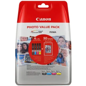 Canon originálna cartridge 6443B006, CLI-551XL C/M/Y/BK Photo Value Pack, CMYK, blistr, Canon Pixma iP7250,iP8750,iX6850,MG5450,MG5550,M