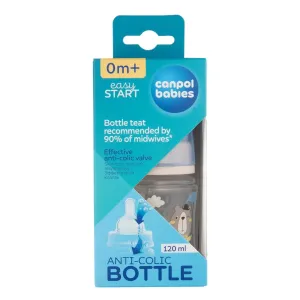 Canpol babies Bonjour Paris Easy Start Anti-Colic Bottle Blue 0m+ 120 ml dojčenská fľaša pre deti