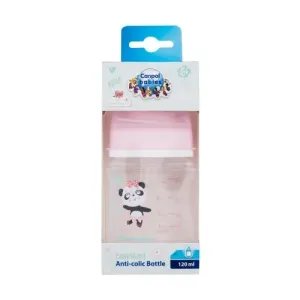 Canpol babies Exotic Animals Easy Start Anti-Colic Bottle Pink 0m+ 120 ml dojčenská fľaša pre deti