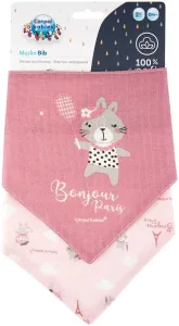 canpol babies First Muslin Bib Bonjour Paris podbradníček Pink 2 ks