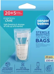 Canpol babies Express Care Sterile Breast Milk Storage Bags riad 20 x 150 ml vrecúško na mlieko pre ženy
