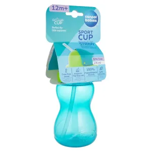Canpol babies Sport Cup detská fľaša s rúrkou 12m+ Blue 270 ml