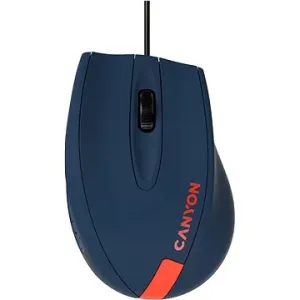 CANYON myš drôtová M-11, 3 tlačidlá, 1000 dpi, pogumovaný povrch, modrá - červené logo