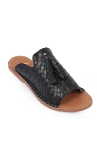 Capone Outfitters Capone 010 Tasseled Black Women's Slippers #8205213