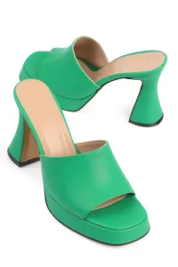 Capone Outfitters Capone Booty Toe Women's Single Strap Hourglass Heels Platform Pine Green Women's Slippers