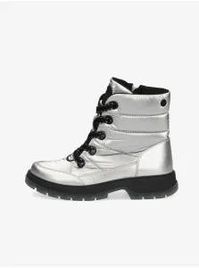 Dámske členkové zimné topánky v striebornej farbe Caprice #607940
