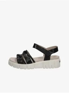 Čierne dámske kožené sandále na platforme Caprice #582004