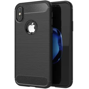 Puzdro Carbon Lux TPU iPhone X/Xs - čierne #2697768