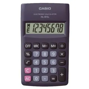CASIO kalkulačka HL 815L BK, čierna, vrecková, osemmiestna