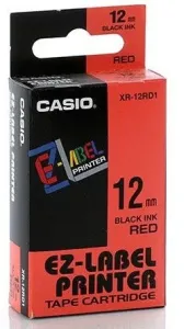 Casio XR-18RD1, 18mm x 8m, čierna tlač/červený podklad, originálna páska