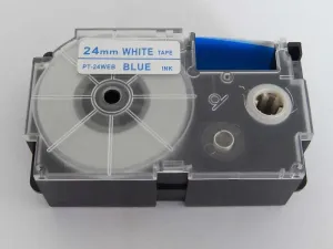 Kompatibilná páska s Casio XR-24WEB 24mm x 8m modrá tlač / biely podklad