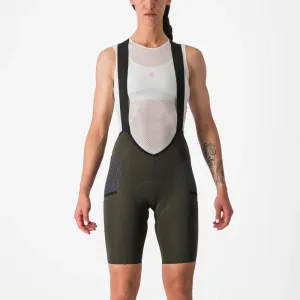 CASTELLI Cyklistické nohavice krátke s trakmi - FREE UNLIMITED W - zelená