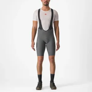 CASTELLI Cyklistické nohavice krátke s trakmi - šedá