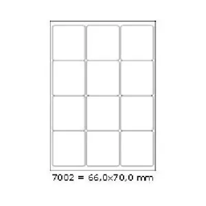 Samolepicí etikety 66 x 70 mm, 12 etiket, A4, 100 listů