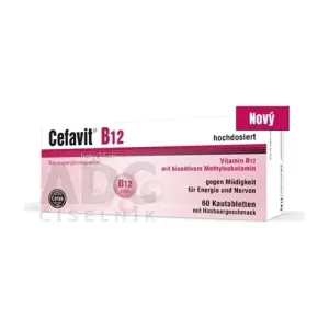 Cefavit Vitamin B12 s malinovou príchuťou 60 tabliet