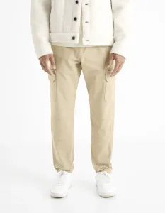Béžové pánske nohavice s vreckami Celio Solyte #5615626