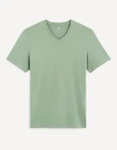 Svetlo zelené pánske basic tričko Celio Debasev