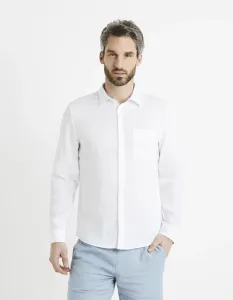 Biela pánska ľanová košeľa Celio Daflix