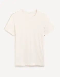 Krémové pánske ľanové tričko Celio Delinja