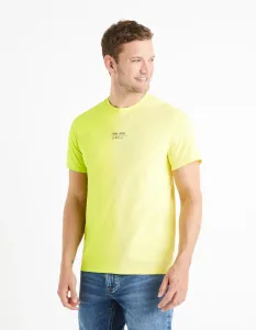 Žlto-zelené pánske tričko Celio Deside