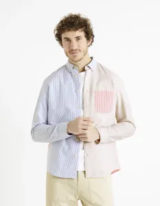 Ružovo-modrá pánska pruhovaná košeľa Celio Dablock