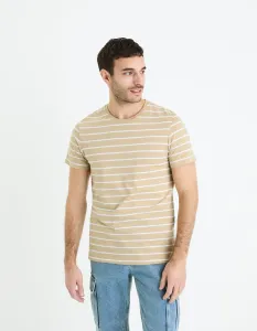 Béžové pánske basic tričko Celio Gebaser