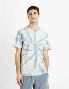 Bielo-modré pánske vzorované tričko Celio Deswirl