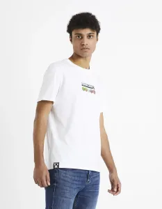 Biele pánske bavlnené tričko s potlačou Celio Minecraft #5562510