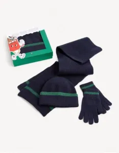 Čiapka, šál a rukavice v darčekovom balení Tmavo modrá