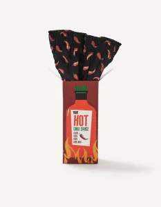 Čierne pánske vzorované trenky v darčekovom balení Celio Hot chilli sauce