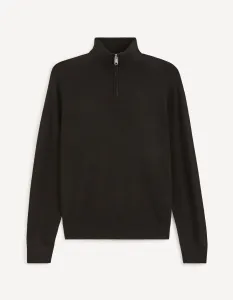 Čierny pánsky sveter s prímesou vlny Celio Cerino