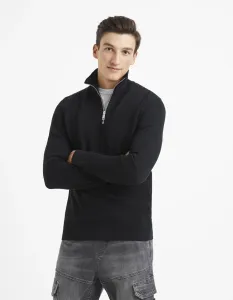Čierny pánsky sveter so stojačikom Celio Velim #713300