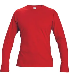 Bavlnené tričko s dlhým rukávom Cambon - veľkosť: 3XL, farba: červená