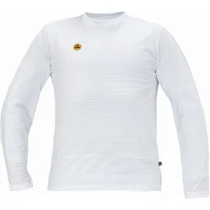 Antistatické ESD tričko Cerva Noyo s dlhými rukávmi - veľkosť: L, farba: biela