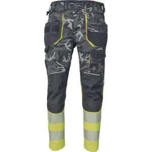 Reflexné maskáčové pracovné nohavice Cerva Sheldon Camou HV DW - veľkosť: 44, farba: sivá kamufláž