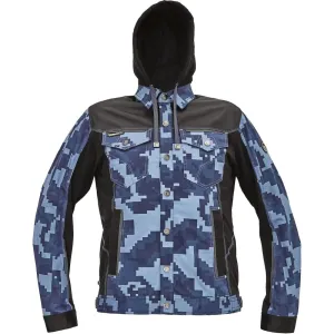 Maskáčová montérková bunda s kapucňou Cerva Neurum Camouflage - veľkosť: 56, farba: navy