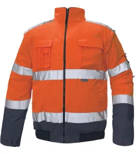 Zimná nepremokavá reflexná bunda Clovelly 2v1 - veľkosť: L, farba: oranžová/navy