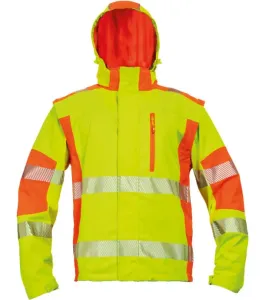 Reflexná softshellová bunda a vesta Latton - veľkosť: L, farba: žltá/oranžová