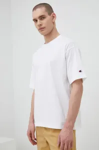 Bavlnené tričko Champion biela farba, jednofarebné