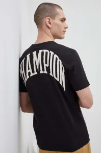 Bavlnené tričko Champion čierna farba, s potlačou