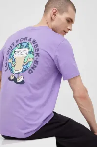 Bavlnené tričko Champion fialová farba, vzorované