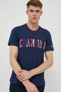 Bavlnené tričko Champion tmavomodrá farba, vzorované
