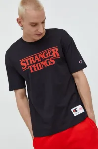 Bavlnené tričko Champion Xstranger Things čierna farba, s potlačou #256040