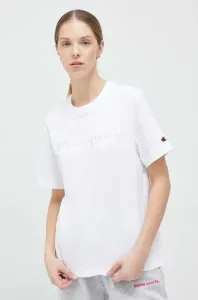 Bavlnené tričko Champion dámsky, biela farba